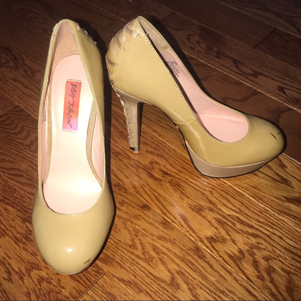 Betsey Johnson Nude Lace-Up Pumps